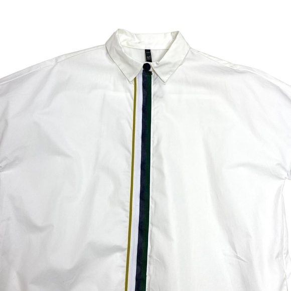 ZARA Trf Front Stripe Piping Tape Shirt-Dress in White - Picture 4 of 10